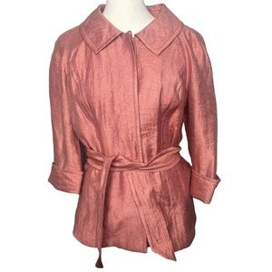 Nic + Zoe Pink Metallic Belted Trench Jacket